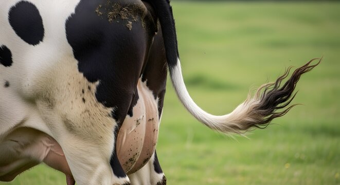 Rear View of a Cow in a Pasture
