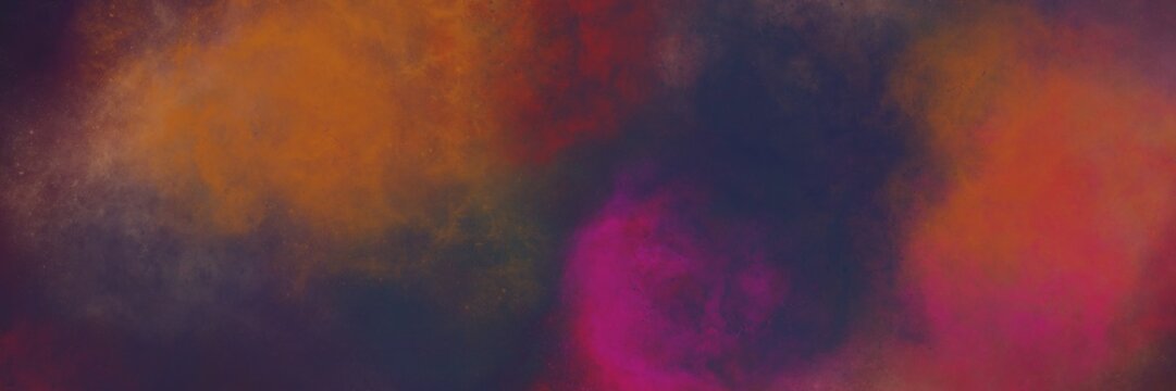 Vibrant orange and purple cosmic nebula smoke seamless pattern with ethereal glowing clouds. Mystical and modern design perfect for fantasy, spiritual, wellness, packaging and digital art projects