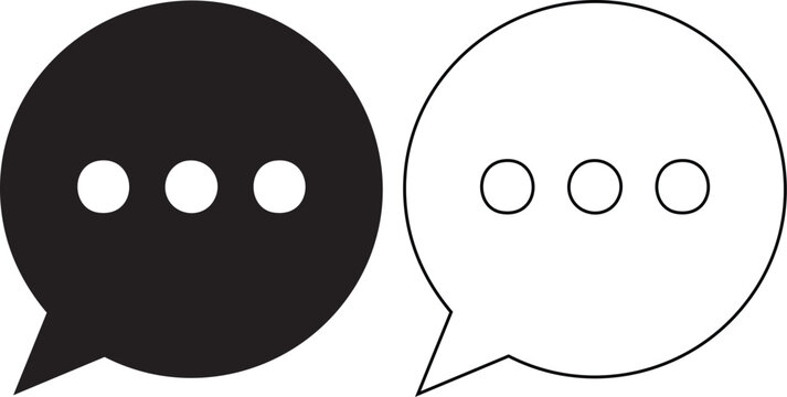 Black and white chat bubble with three dots silhouette