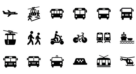 Transportation icons on white background. © Bayu