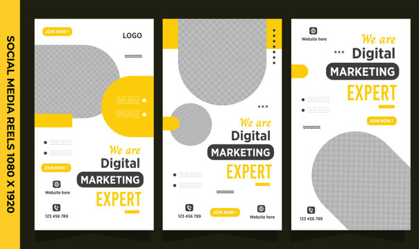 Digital business marketing banner for social media Reels template