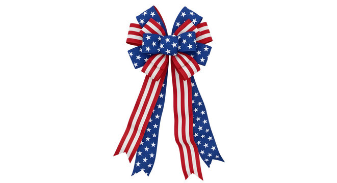 Patriotic 4th of july bow american flag design isolated on transparent background