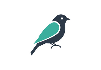 Fototapeta premium Attractive conceptual depiction of a small avian creature rendered in dark navy and aqua blue color palette symbolizing nature and freedom presented as a graphic asset for digital use on an