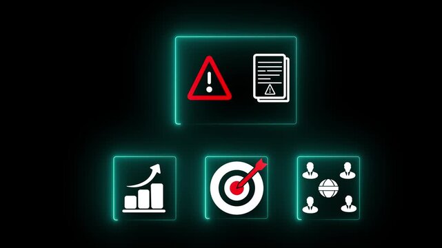 Risk assessment management concept on the transparent background. Risk management strategies for business risk, forecasting, evaluation, financial business concepts. Motion graphics of risk idea