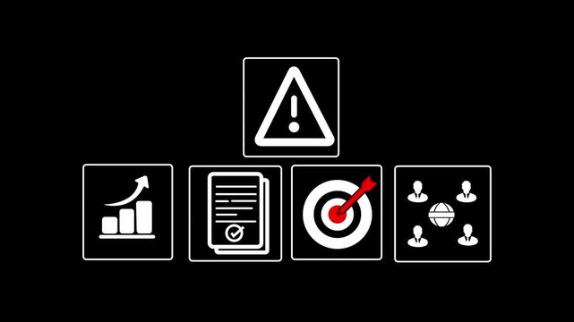 Risk assessment management concept on the transparent background. Risk management strategies for business risk, forecasting, evaluation, financial business concepts. Motion graphics of risk idea