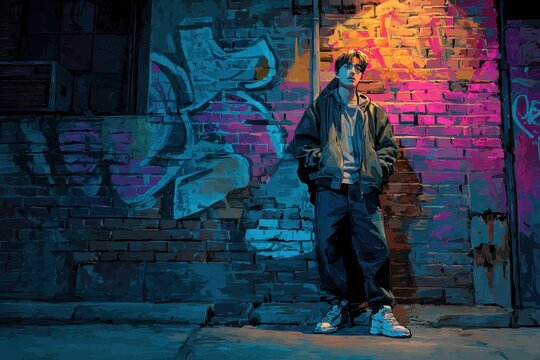 Nonchalant urban figure with a rebellious attitude