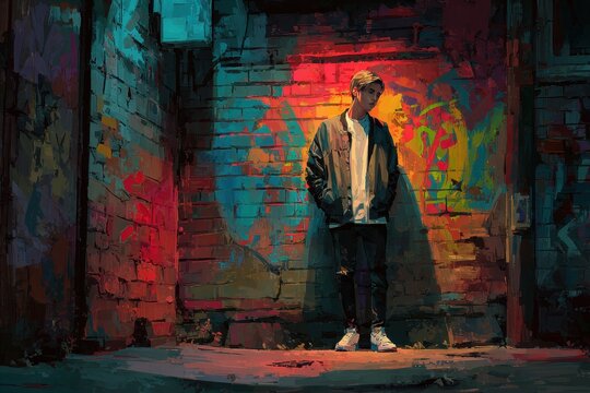 Nonchalant urban figure with a rebellious attitude