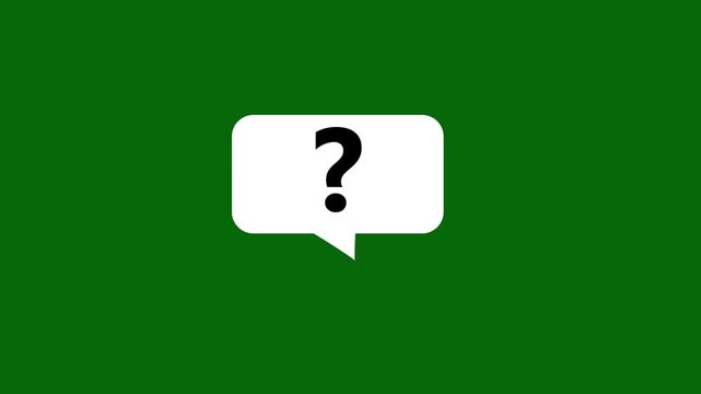 Black Question Mark Inside a White Speech Bubble Against a Solid Dark Green Background Representing Inquiry or Uncertainty in Digital Communication and User Interface