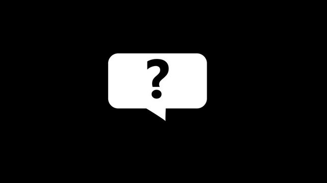 Black Question Mark Inside a White Speech Bubble Against a Solid Black Background Representing Inquiry or Uncertainty in Digital Communication and User Interface