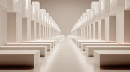 Fototapeta premium Efficiency concept perfectly aligned repeating elements with one streamlined path