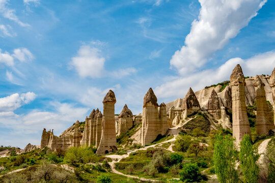 Fairy Chimneys and White Clouds in Love Valley Cappadocia Turkey