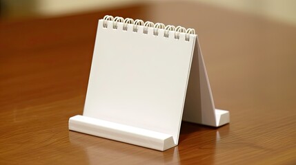 Fototapeta premium Serenity Unveiled: A White Desk Calendar on a Wooden Table