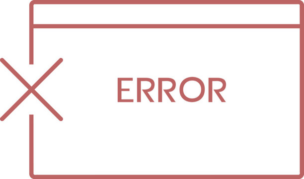 vector linear red icon of a window with a crossed x symbol representing an error message alert on a digital interface screen red