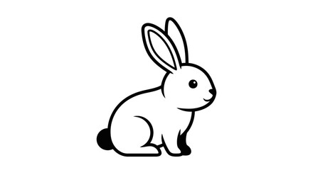 Obraz premium Black and white illustration of a rabbit in a sitting position outline design