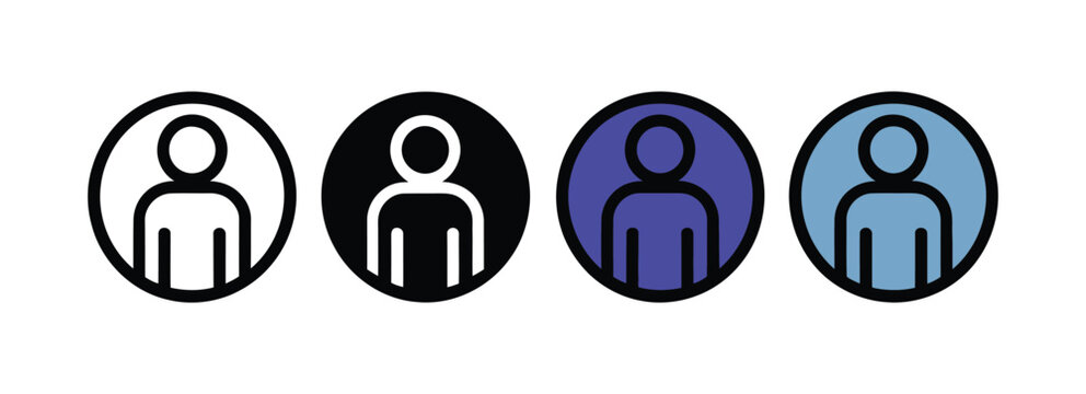 Set of circular user profile avatars in multiple colors