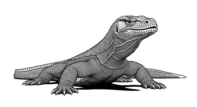 Detailed illustration of a lizard on white background for graphic design