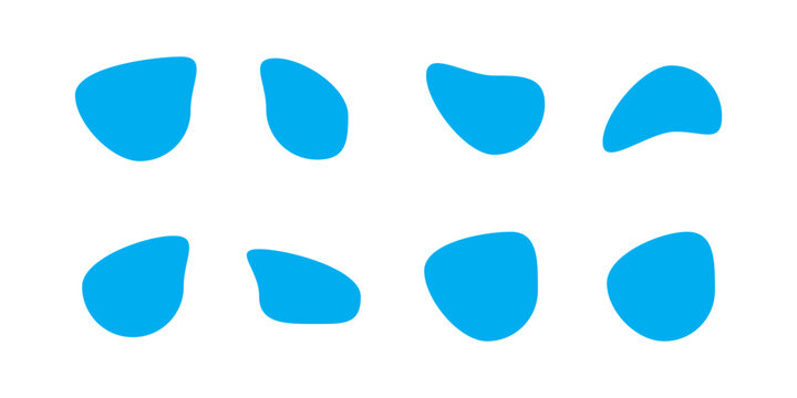 Different shapes of blob icon on white background . Isolated colourful blob icon . set of 9 blob icon . Shape of different blob .
