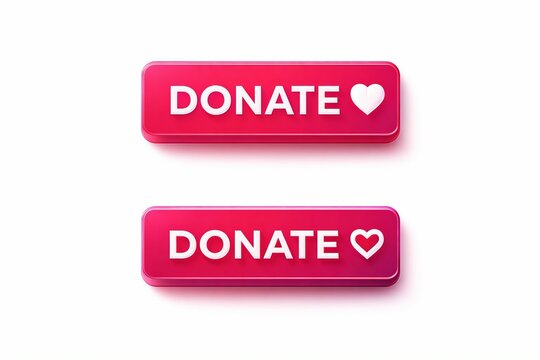 Pink donate button with heart icon for charity or fundraising campaigns
