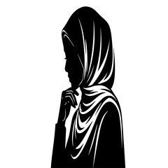 Naklejka premium Hijab Girl Fashion Portrait Illustration