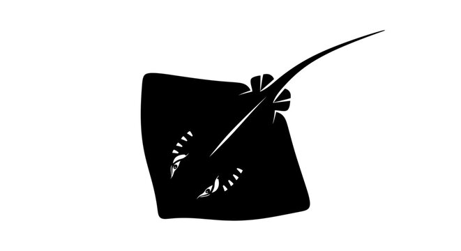 Silhouette of a stingray graphic design on white background with copy space