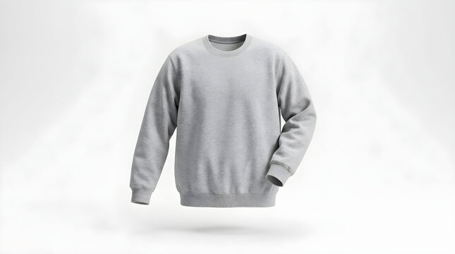 Gray crewneck sweater on white background minimalist fashion apparel display