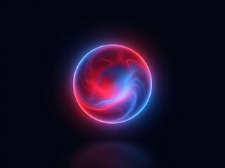 Fototapeta premium Glowing red and blue neon orb on dark background