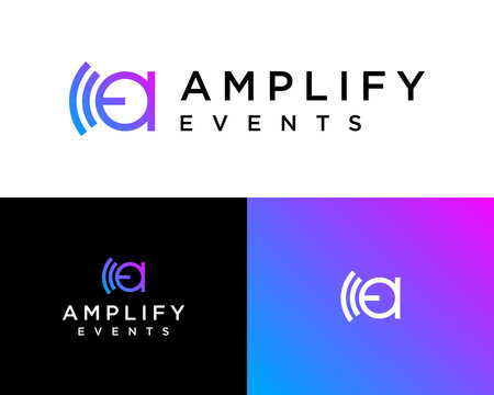 Letter AE monogram Amplify Events Logo Design