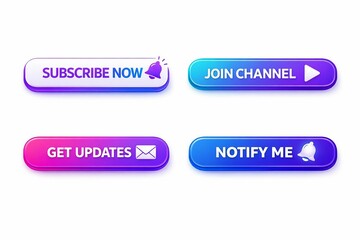Fototapeta premium Colorful modern call to action buttons with subscribe and join text