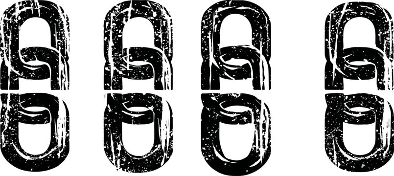 grunge black chain links in four vertical pairs interconnected strong metal loops symbol of strength, connection, and unity
