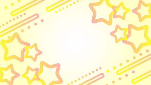 星のポップなオレンジと黄色の背景フレーム 横長　16:9