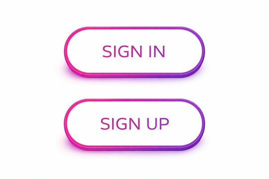 Modern sign in and sign up button set with gradient border