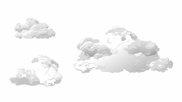 photorealistic cloud formations a set of three fluffy white clouds on a transparent background high quality professional detailed