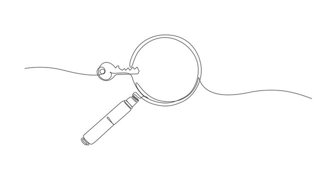 key isolated on white,Self animated continuous one line drawing of a set of keys. Full length single line art animation, Video
