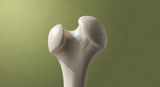 Illustration of the upper end of a human femur bone.