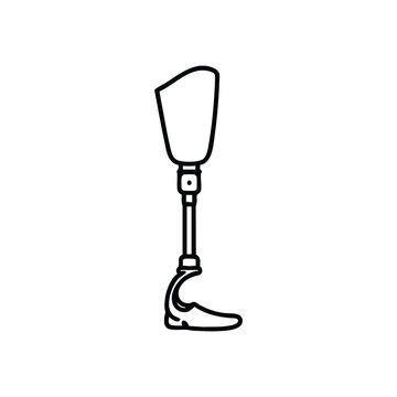 Prosthetic leg icon black and white vector illustration disability and modern bionic limb concept