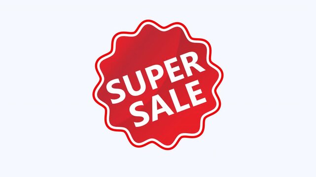 Red starburst shape for super sales text. Suitable for advertising, promotions, and retail marketing campaigns.