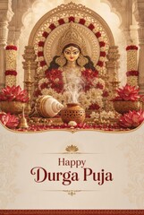 Obraz premium Happy Durga Puja social media post banner hindu festival