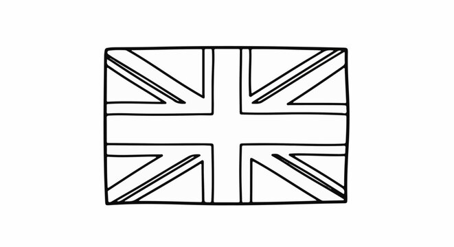 Hand-drawn sketch of the Union Jack flag on a white background
