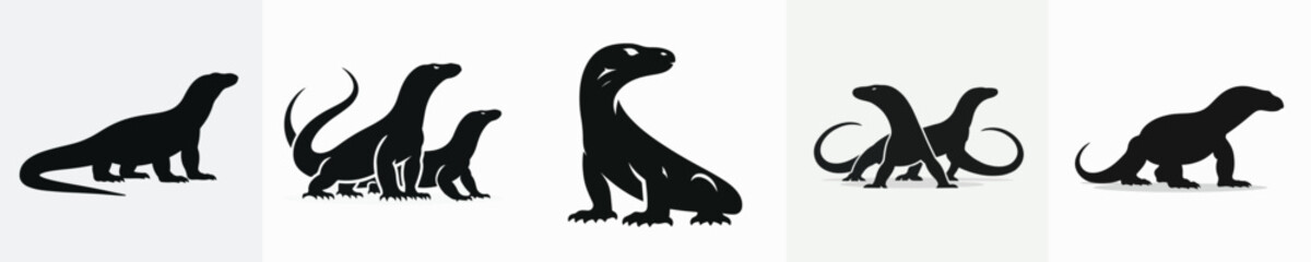 Fototapeta premium Komodo Dragon Silhouette Vector Illustration