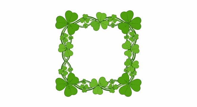 Green shamrock border with swirling vine accents and a white background