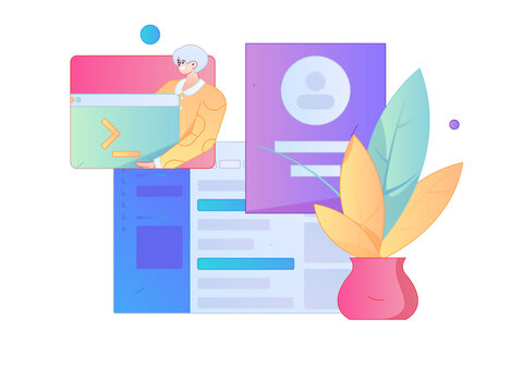 Flat vector illustration of business people operating work scene
