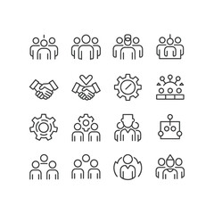 Fototapeta premium Corporate management and team leadership icons with workflow gears