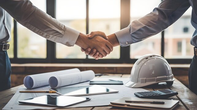 businessmen handshake after a good deal, Business partnership meeting business success
