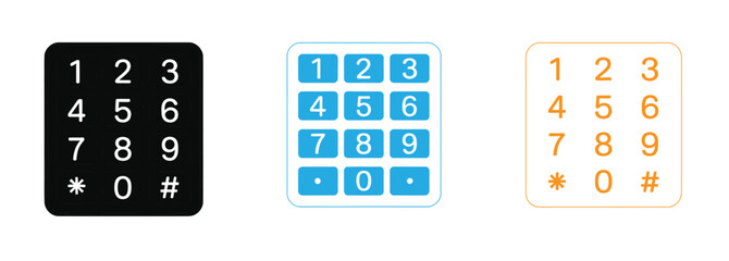 Telephone keypad icon set with black, Blue and orange color schemes for user interface design vector illustration © Nabila