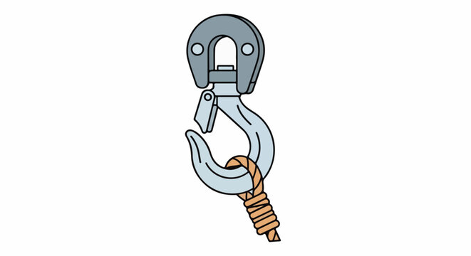 Heavy-duty steel hook with rope detail, industrial strength