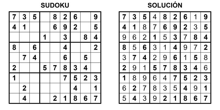  Juego de Sudoku nivel f&aacute;cil con soluci&oacute;n, rompecabezas num&eacute;rico cl&aacute;sico en blanco y negro para imprimir