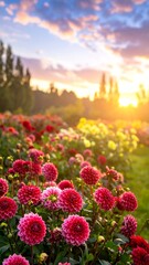Fototapeta premium Dahlia Field Sunrise.