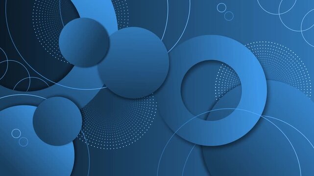 Abstract layered circles and rings with dotted halftone accents background animation