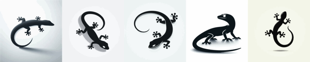Obraz premium Gecko Silhouette Vector Illustration