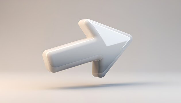 Glossy white arrow pointing right on neutral background for direction
